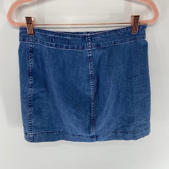 Madewell Medium Wash Full Button Denim Mini Skirt womens 2 - Picture 5 of 6
